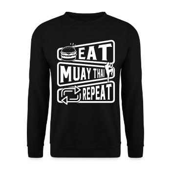Manger du Muay Thai Repeat - Funny Muay Thai - Sweat-shirt Unisexe - noir - Devant - Alina (178cm) & Michal (187cm)