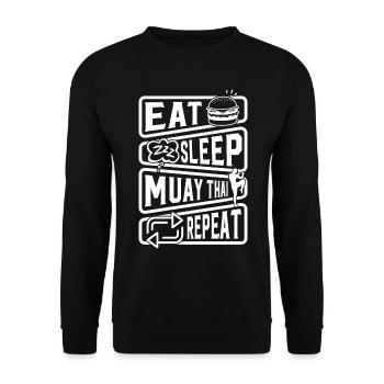 Eat Sleep Muay Thai Repeat - Funny Muay Thai - Unisex Pullover - Schwarz - Vorne - Alina (178cm) & Michal (187cm)