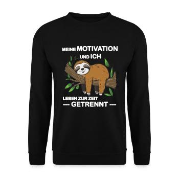 Funny sloth, no desire - Unisex Sweatshirt - black - Front - Alina (178cm) & Michal (187cm)