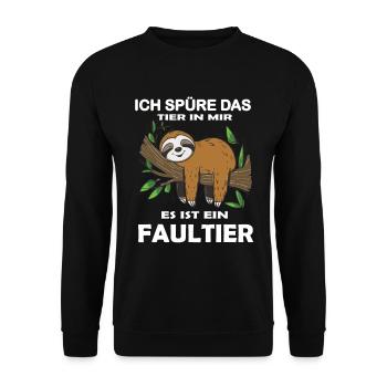 Funny sloth, no desire - Unisex Sweatshirt - black - Front - Alina (178cm) & Michal (187cm)