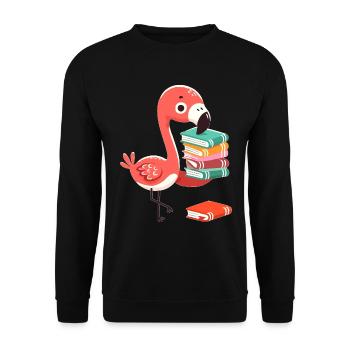 Reading Books Flamingo Book Book Lover - Unisex Sweatshirt - black - Front - Alina (178cm) & Michal (187cm)