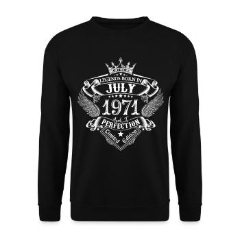 Juli 1971 Geburtstag Juli 1971 Juli - Unisex Pullover - Schwarz - Vorne - Alina (178cm) & Michal (187cm)