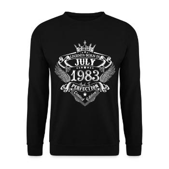Juli 1983 Geburtstag Juli 1983 Juli - Unisex Pullover - Schwarz - Vorne - Alina (178cm) & Michal (187cm)