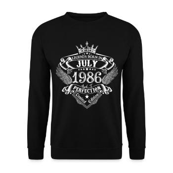 July 1986 Birthday July 1986 July - Unisex Sweatshirt - black - Front - Alina (178cm) & Michal (187cm)