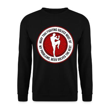 Le combat de Muay Thai résout la plupart de mes problèmes - Mu - Sweat-shirt Unisexe - noir - Devant - Alina (178cm) & Michal (187cm)