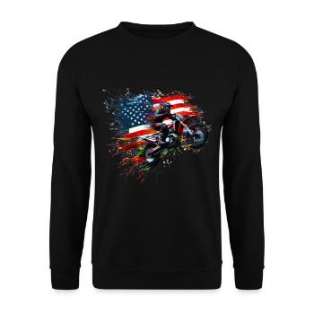 Independence Day Motocross American Flag - Unisex Sweatshirt - black - Front - Alina (178cm) & Michal (187cm)