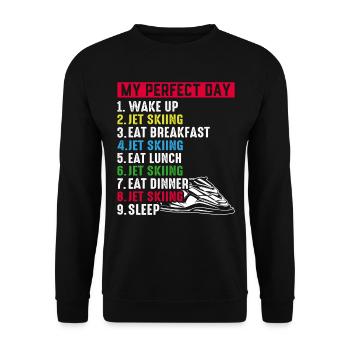 Jet Ski Lover Jet Ski Ma journée parfaite Plan de journée de jet ski - Sweat-shirt Unisexe - noir - Devant - Alina (178cm) & Michal (187cm)