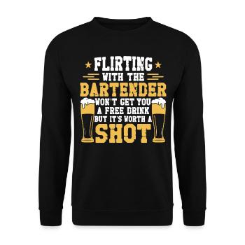 Bartender Mixologist Flirting With - Unisex Sweatshirt - black - Front - Alina (178cm) & Michal (187cm)