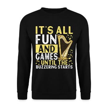 Harfe Design Für Harfenspieler - Unisex Pullover - Schwarz - Vorne - Alina (178cm) & Michal (187cm)