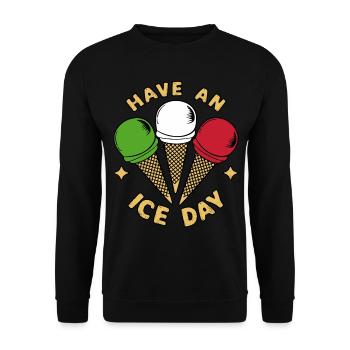 Eis Eiscreme Liebhaber Eistüten - Unisex Pullover - Schwarz - Vorne - Alina (178cm) & Michal (187cm)