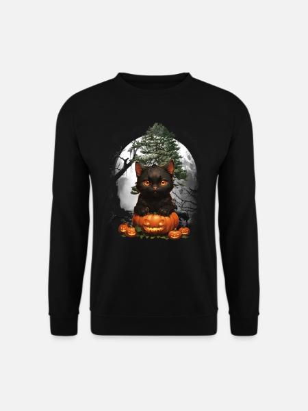 Halloween Katze Katzen - Unisex Pullover - Schwarz
