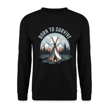 Bushcrafting en plein air né pour survivre - Sweat-shirt Unisexe - noir - Devant - Alina (178cm) & Michal (187cm)