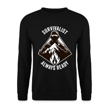 Bushcrafting Outdoor Survivalist Always Ready - Unisex Sweatshirt - black - Front - Alina (178cm) & Michal (187cm)