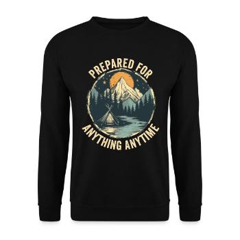 Bushcrafting Outdoor Prepared For Anything Anytime - Unisex Sweatshirt - black - Front - Alina (178cm) & Michal (187cm)