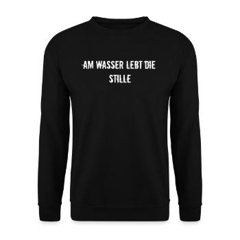 Angeln - Am Wasser lebt die Stille - Unisex Pullover - Schwarz - Vorne - Alina (178cm) & Michal (187cm)