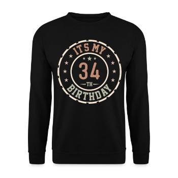 Es ist mein 34. Geburtstagsgeschenk 34 Jahre - Unisex Pullover - Schwarz - Vorne - Alina (178cm) & Michal (187cm)