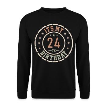 Es ist mein Geschenk zum 24. Geburtstag 24 Jahre - Unisex Pullover - Schwarz - Vorne - Alina (178cm) & Michal (187cm)