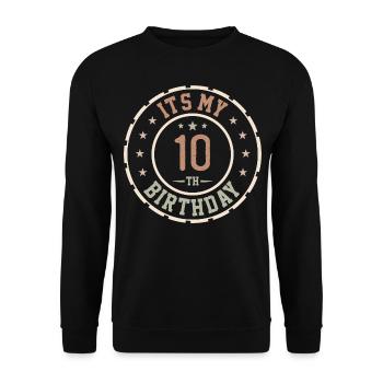 Es ist mein 10-jähriges Jubiläumsgeschenk zum 10-jährigen Jubiläum - Unisex Pullover - Schwarz - Vorne - Alina (178cm) & Michal (187cm)