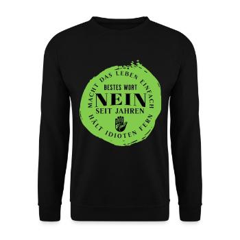 Nein - lustiger Spruch - sag nein - böser Humor - Unisex Pullover - Schwarz - Vorne - Alina (178cm) & Michal (187cm)