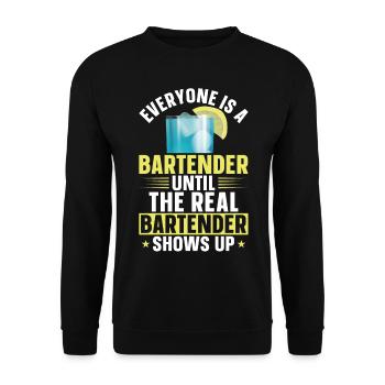 Bartender Mixologist Everyone Is A - Unisex Sweatshirt - black - Front - Alina (178cm) & Michal (187cm)