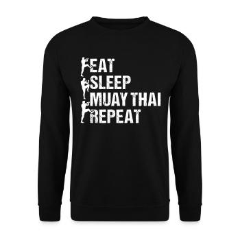 Eat Sleep Muay Thai Repeat - Muay Thai Muay Thai F - Unisex Pullover - Schwarz - Vorne - Alina (178cm) & Michal (187cm)