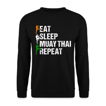 Manger du sommeil Muay Thai Repeat - Muay Thai Boxing Muay - Sweat-shirt Unisexe - noir - Devant - Alina (178cm) & Michal (187cm)