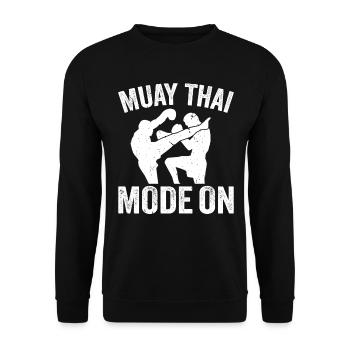 Muay Thai Mode On - Thai Boxing Muay Thai - Unisex Pullover - Schwarz - Vorne - Alina (178cm) & Michal (187cm)