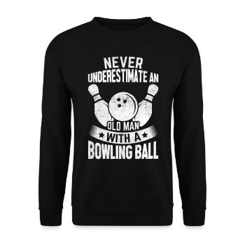 Ne sous-estimez jamais un vieil homme avec une boule de bowling - Sweat-shirt Unisexe - noir - Devant - Alina (178cm) & Michal (187cm)