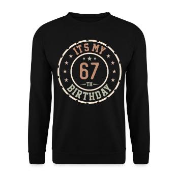 Es ist mein 67. Geburtstag 67 Jahre altes Geschenk - Unisex Pullover - Schwarz - Vorne - Alina (178cm) & Michal (187cm)