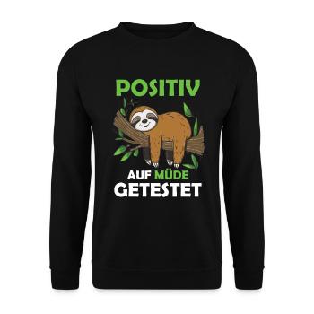Funny sloth, no desire - Unisex Sweatshirt - black - Front - Alina (178cm) & Michal (187cm)