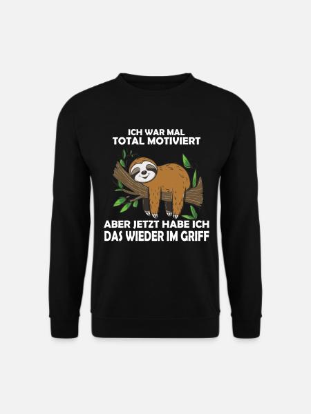 Lustiges Faultier, keine Lust - Unisex Pullover - Schwarz