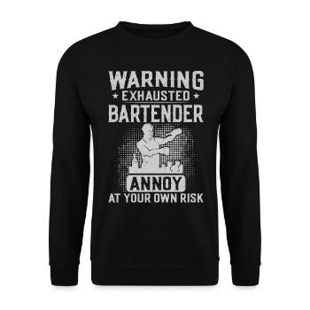 Bartender Mixologist Warning - Unisex Pullover - Schwarz - Vorne - Alina (178cm) & Michal (187cm)