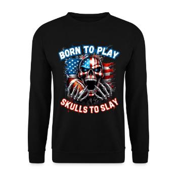 Conception de football crâne avec drapeau américain - Sweat-shirt Unisexe - noir - Devant - Alina (178cm) & Michal (187cm)