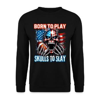 Crâne agressif pour le football américain - Sweat-shirt Unisexe - noir - Devant - Alina (178cm) & Michal (187cm)