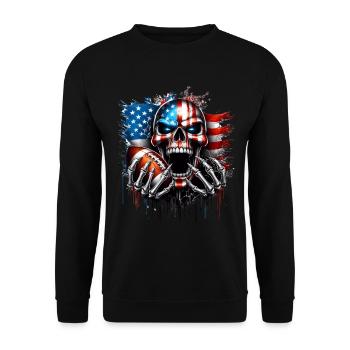 Conception de crâne patriotique football américain - Sweat-shirt Unisexe - noir - Devant - Alina (178cm) & Michal (187cm)