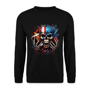 Conception de football crâne avec drapeau américain - Sweat-shirt Unisexe - noir - Devant - Alina (178cm) & Michal (187cm)