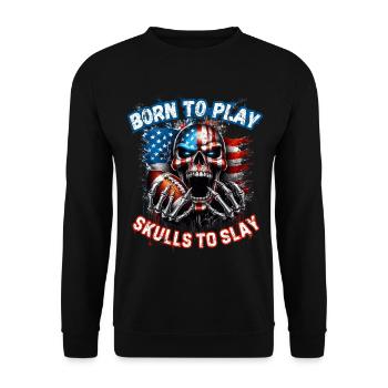 4 juillet Football américain Skull U. S. FLag - Sweat-shirt Unisexe - noir - Devant - Alina (178cm) & Michal (187cm)