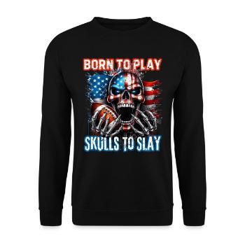 conception de crâne patriotique Football américain - Sweat-shirt Unisexe - noir - Devant - Alina (178cm) & Michal (187cm)