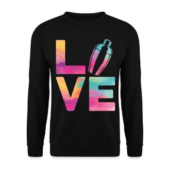 Bartender Mixologist Watercolor - Unisex Pullover - Schwarz - Vorne - Alina (178cm) & Michal (187cm)