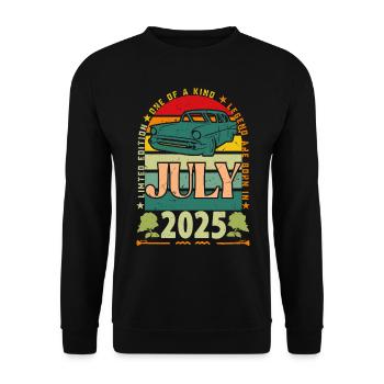 Geburtstagsgeschenk Juli 2025. - Unisex Pullover - Schwarz - Vorne - Alina (178cm) & Michal (187cm)