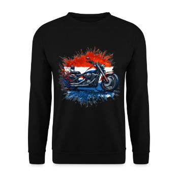 Dutch Pride: Motorrad T-Shirt in niederländischen Farben - Unisex Pullover - Schwarz - Vorne - Alina (178cm) & Michal (187cm)