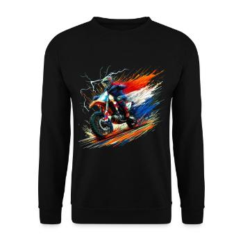 Niederländische Farben Motorrad T-Shirts Niederländisch - Unisex Pullover - Schwarz - Vorne - Alina (178cm) & Michal (187cm)