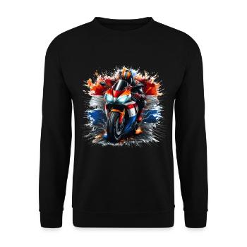 cool chemises de motard drapeau hollandais moto - Sweat-shirt Unisexe - noir - Devant - Alina (178cm) & Michal (187cm)