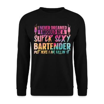 Bartender Mixologist I Never - Unisex Sweatshirt - black - Front - Alina (178cm) & Michal (187cm)