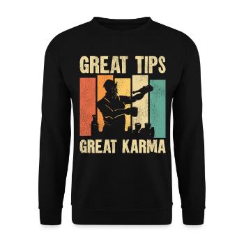 Bartender Mixologist Great Tips - Unisex Pullover - Schwarz - Vorne - Alina (178cm) & Michal (187cm)