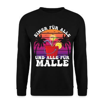 Eimer Für Alle Und Alle Für Malle - Unisex Pullover - Schwarz - Vorne - Alina (178cm) & Michal (187cm)