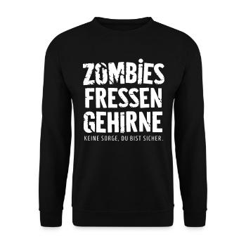 Zombies eat brains - Unisex Sweatshirt - black - Front - Alina (178cm) & Michal (187cm)