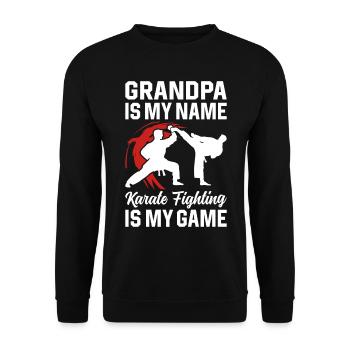 Grandpa is my name Karate fighting is my game - Ka - Unisex Sweatshirt - black - Front - Alina (178cm) & Michal (187cm)