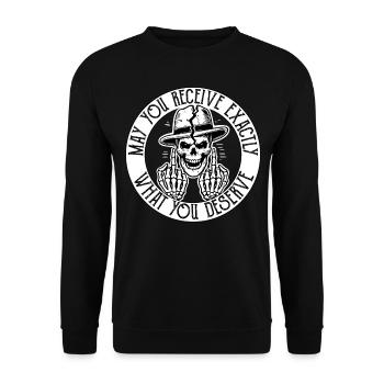 Edgy Skeleton Design - Schwarzer Humor Statement Art - Unisex Pullover - Schwarz - Vorne - Alina (178cm) & Michal (187cm)