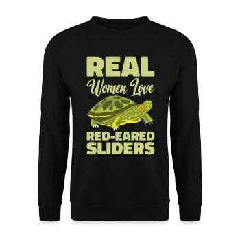 Red-eared Turtle Turtle - Unisex Sweatshirt - black - Front - Alina (178cm) & Michal (187cm)